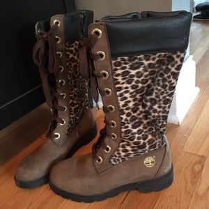 leopard print timberland boots